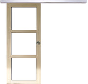 Porta scorrevole in legno Ayous Vetro trasparente H204 x L73 + Binario in alluminio e 2 gusci senza maniglia