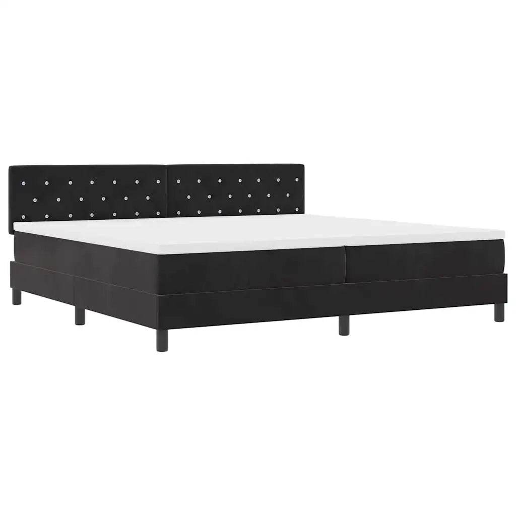 Letto a Sorgente LED con materasso Nero 200 x 200 cm Velluto 3342610