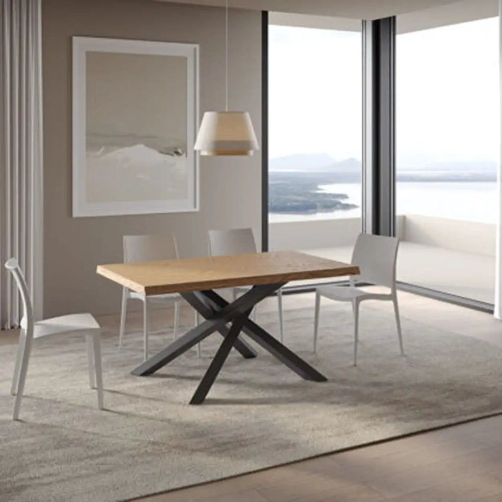 Tavolo allungabile 160/260x90 cm Versalux rovere scortecciato gambe antracite