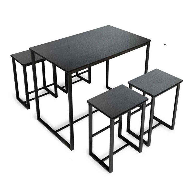 SET TAVOLO CON 4 SGABELI IN LEGNO100X60X87 CM NERO