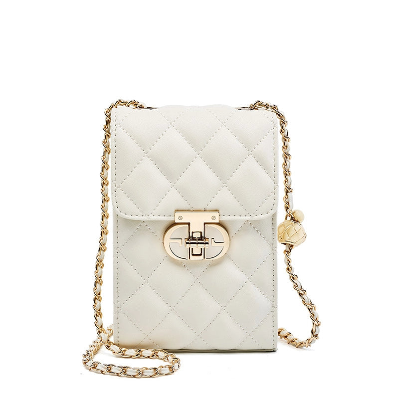 Borsa da donna in vera pelle, mini borsa per cellulare, borsa a tracolla estiva da donna, bianca
