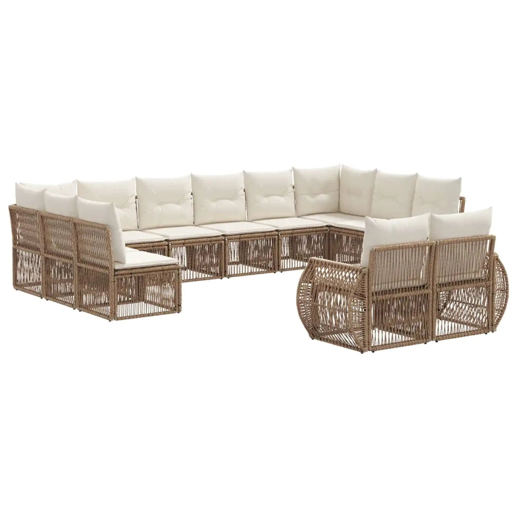Set Divano da Giardino 12 pcs Beige e Bianco Crema polyrattan 3435564