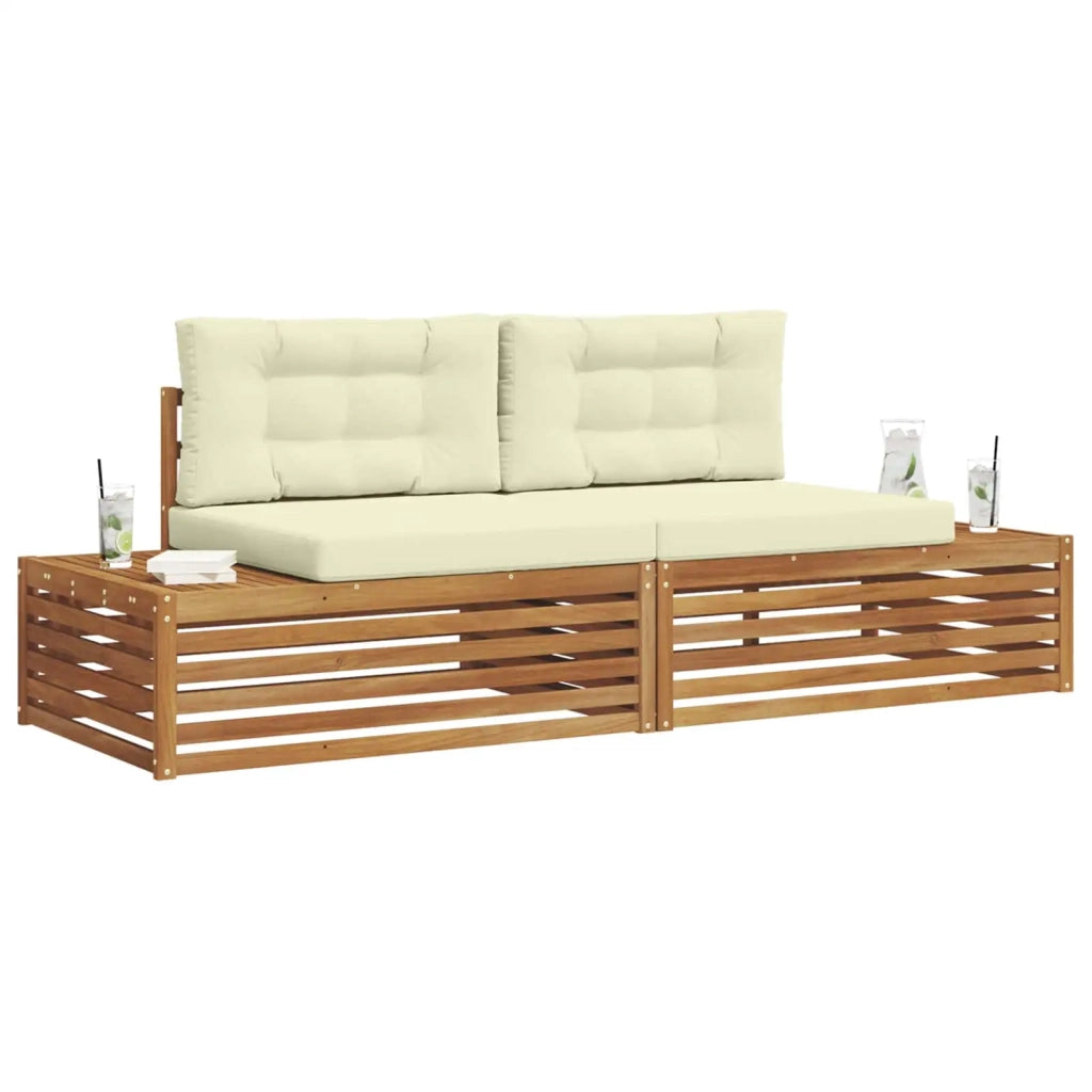 Set di divani da esterno-Sofa da giardino Naturale e Crema 203,5 x 83 x 73 cm