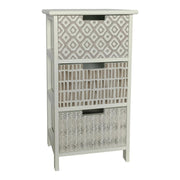 Cassettiera 3c Fez Bianco Con Cassetti Etnici Beige 
34x25x62cm