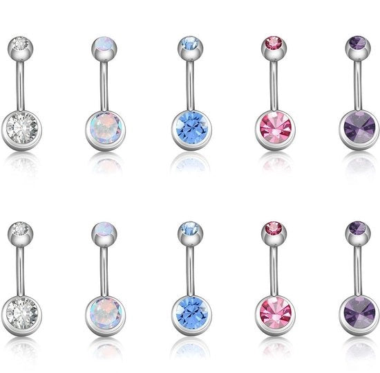 Set di 10 Navelli in Acciaio Inossidabile con Diamanti - Dimensioni 1,6 x 10 mm