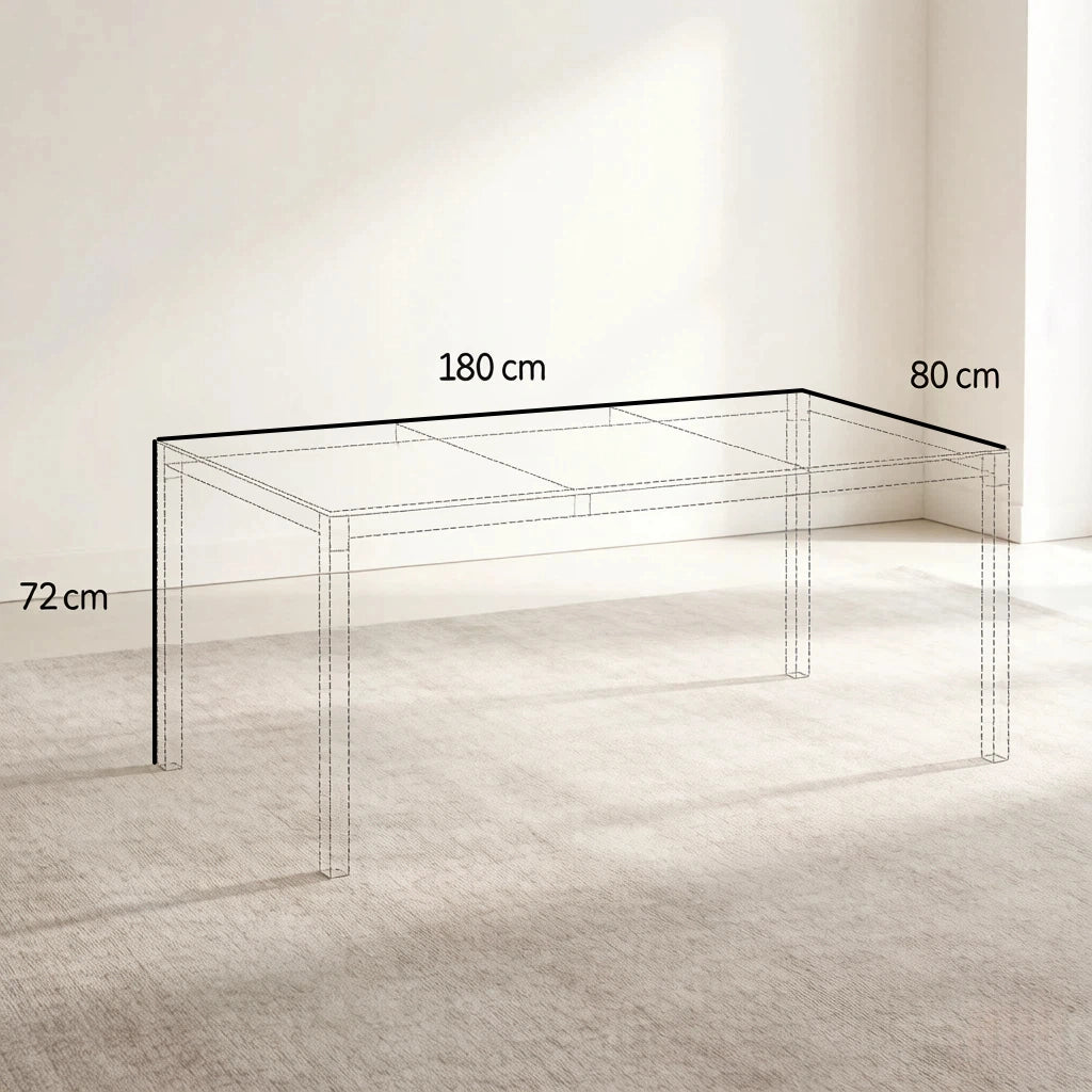 TAVOLO da pranzo da esterno 180x80x72 cm Alluminio Nero