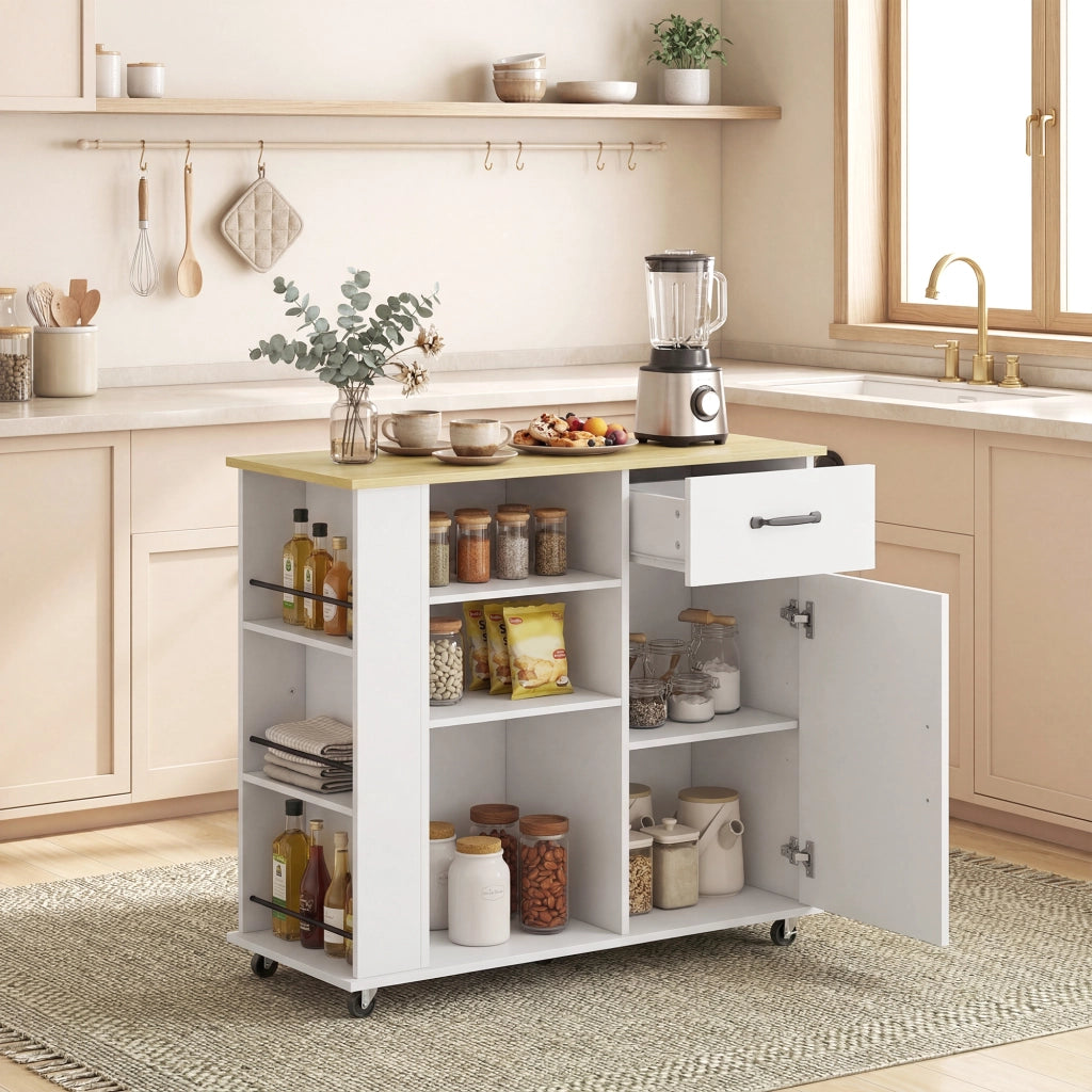 Armadio Cucina con Cassetti e Ripiano Regolabile ¨C zephmum ¨C Bianco