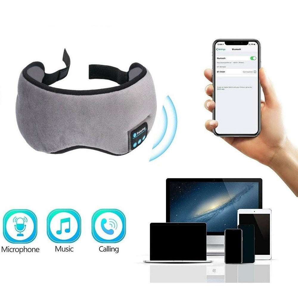 Trade Shop - Maschera Notte Copri Occhi Per Dormire Da Viaggio Con Cuffie Bluetooth Q-yz1 -