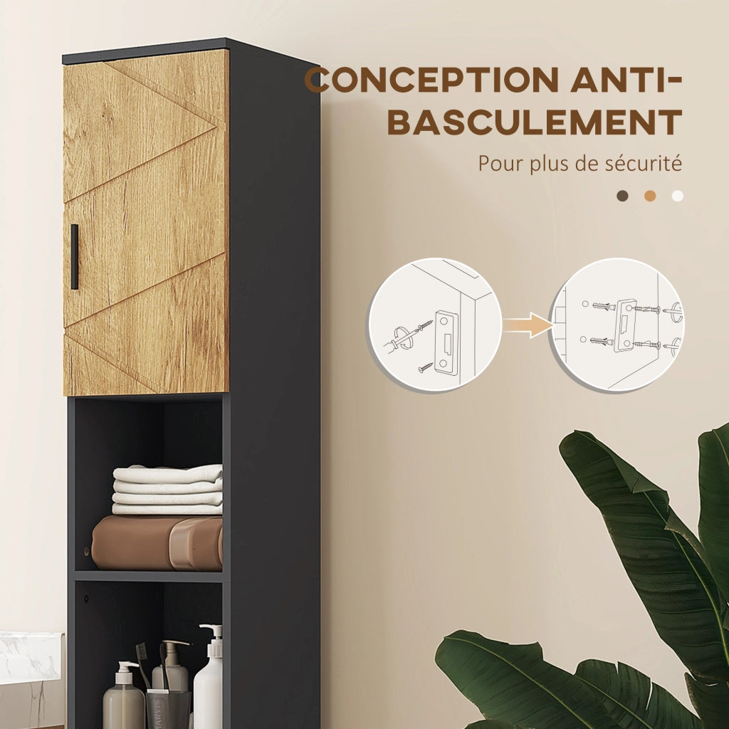 Colonna bagno ¨C zephmum ¨C 2 porte, 2 nicchie, 30x30x183 cm, quercia grigio scuro
