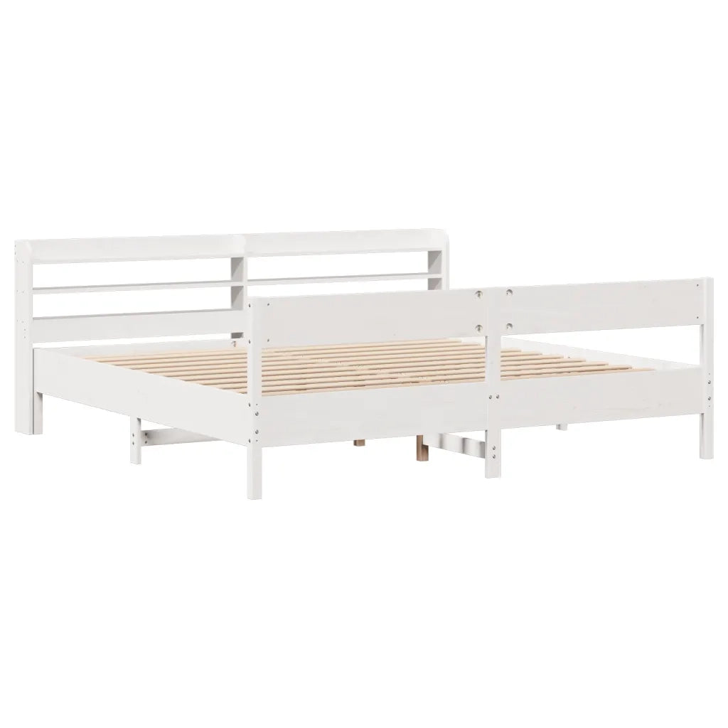 Giroletto senza Materasso Bianco 200x200 cm Legno Massello Pino 3306916