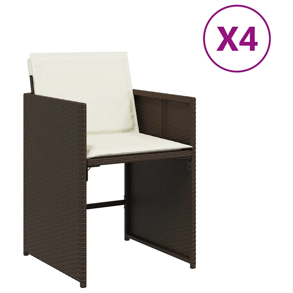 Sedie da Giardino con Cuscini 4 pz Marroni in Polyrattan 364986