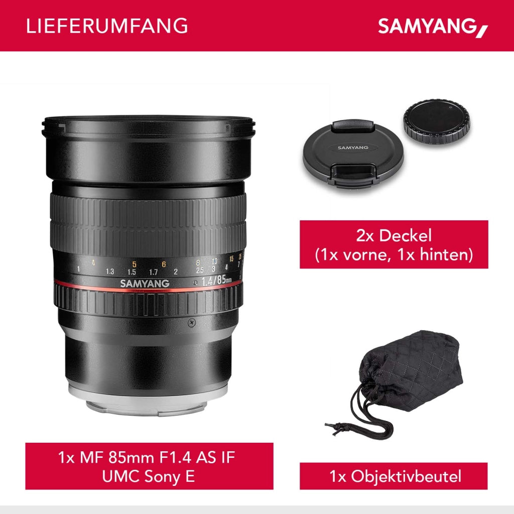 85/1.4 Lens DSLR Sony E obiettivo fotografico con messa a fuoco manuale, obiettivo per ritratti nero