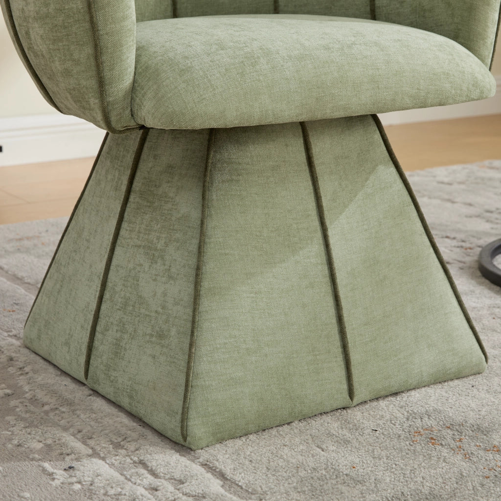 Poltrona girevole in tessuto Chenille, seduta ergonomica con schienale alto, colore oliva
