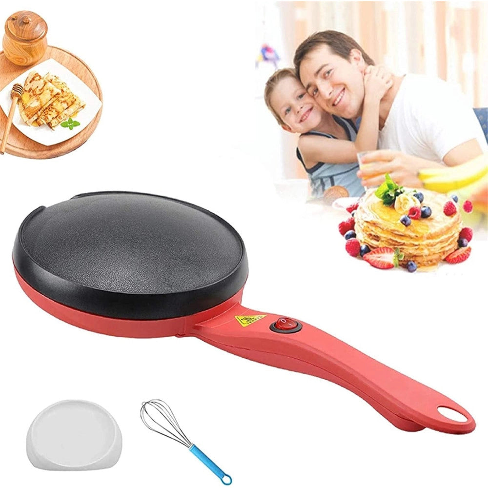 Trade Shop - Crepiera Macchina Per Crepes 600 Watt Con Manico Piastra 20 Cm Antiaderente -