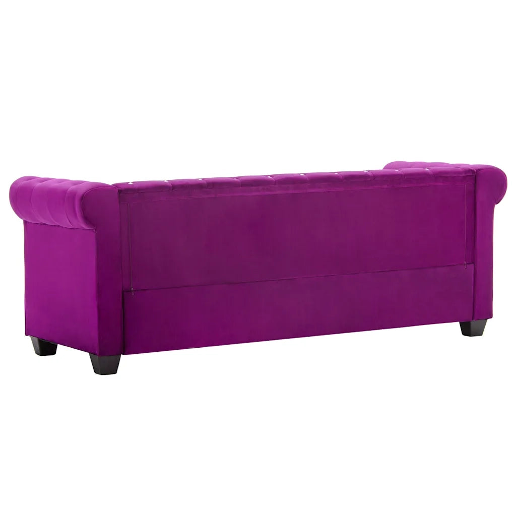 Divano Chesterfield a 3 Posti in Velluto 199x75x72 cm Viola 247147