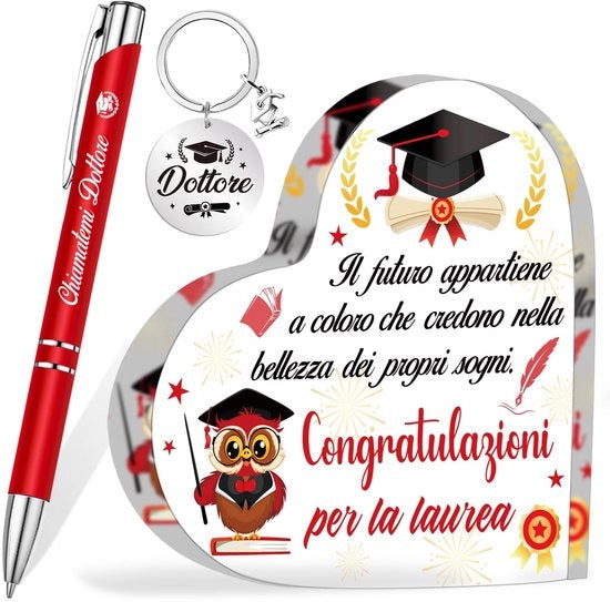 Tavolo Decorativo in Acrilico - Regalo per Studenti - Chiave da Medico - Portachiavi - Borsa per Regali - Tavolo Decorativo