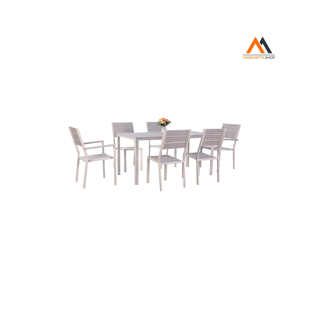 SET GIARDINO IN ACCIAIO 'ASSOS' colore beige