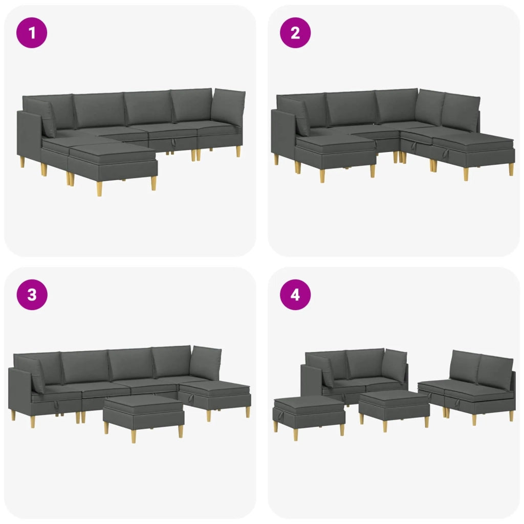 Set di divani modulari con spazio di archiviazione 6 pcs