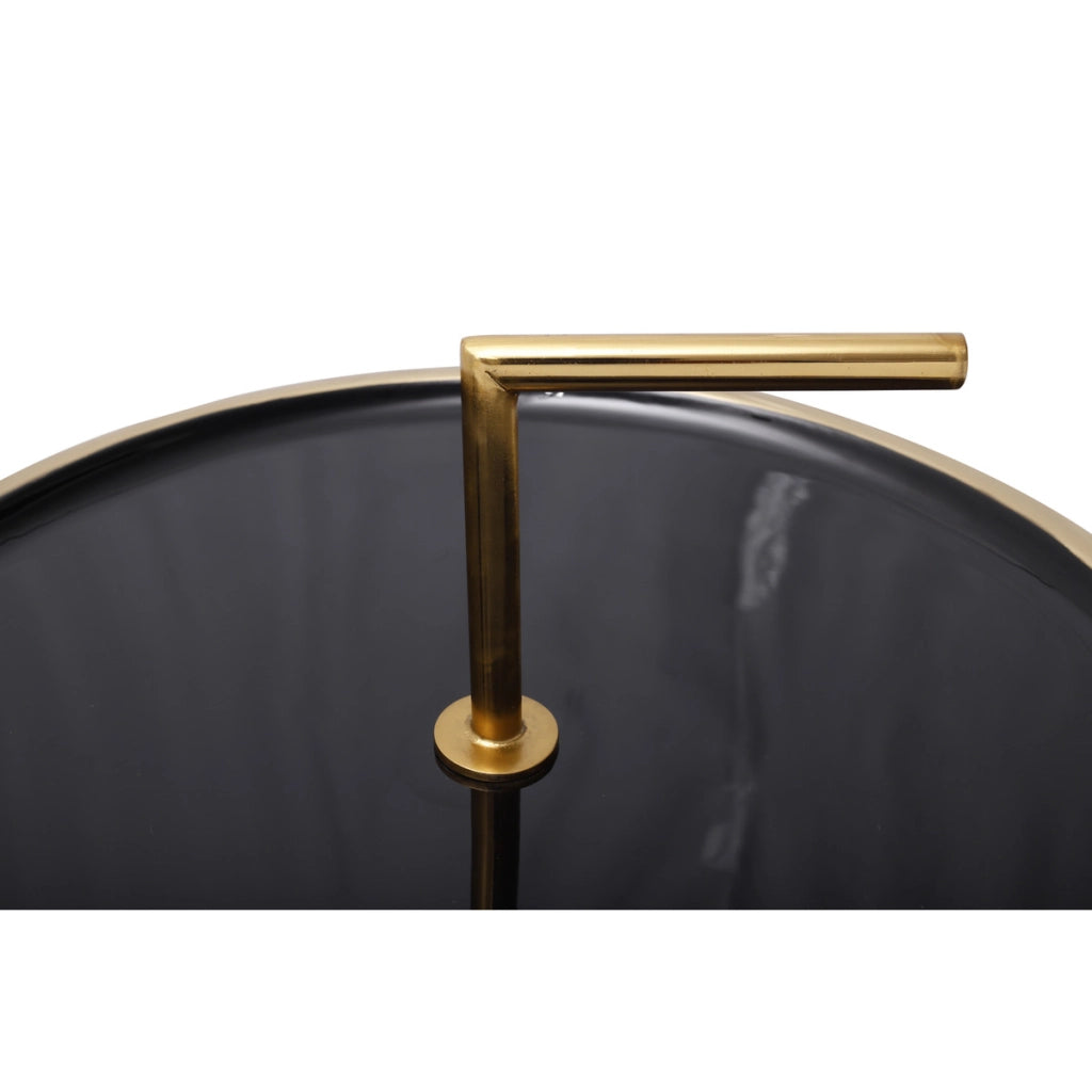 Tavolino Art Deco 510 in metallo nero e oro