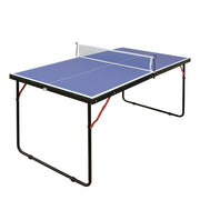 Tavolo da Ping Pong Mini Pieghevole con Tendirete Salvaspazio con Maniglie di Trasporto Azzurro