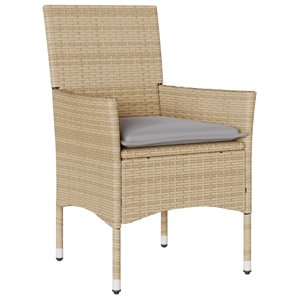 Set da Pranzo da Giardino 5 pz con Cuscini Polyrattan e Vetro 3278562