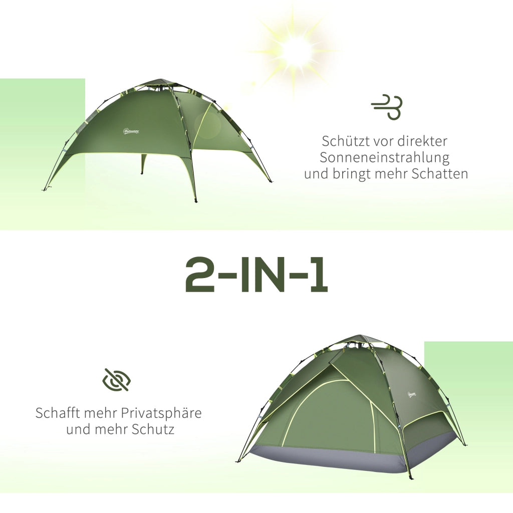 TENDA 4 Stagioni Quick-Up 210x210x140 cm Verde Scuro in Poliestere