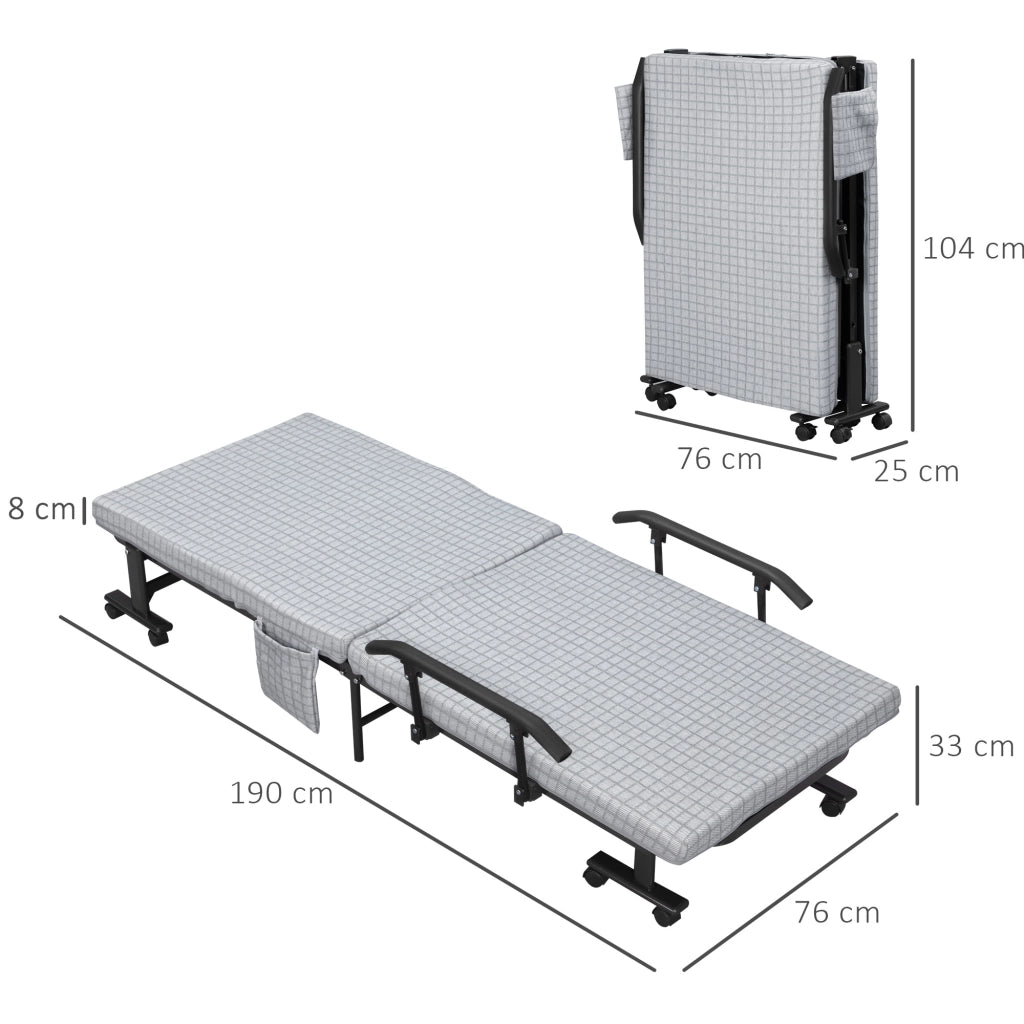 Letto pieghevole ospiti con braccioli e schienale reclinabile ¨C Xylo ¨C grigio chiaro e nero 190x76x33cm