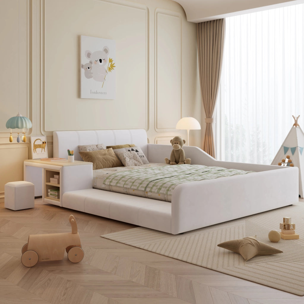 Letto imbottito per bambini 140x200 cm con scrivania e sgabello