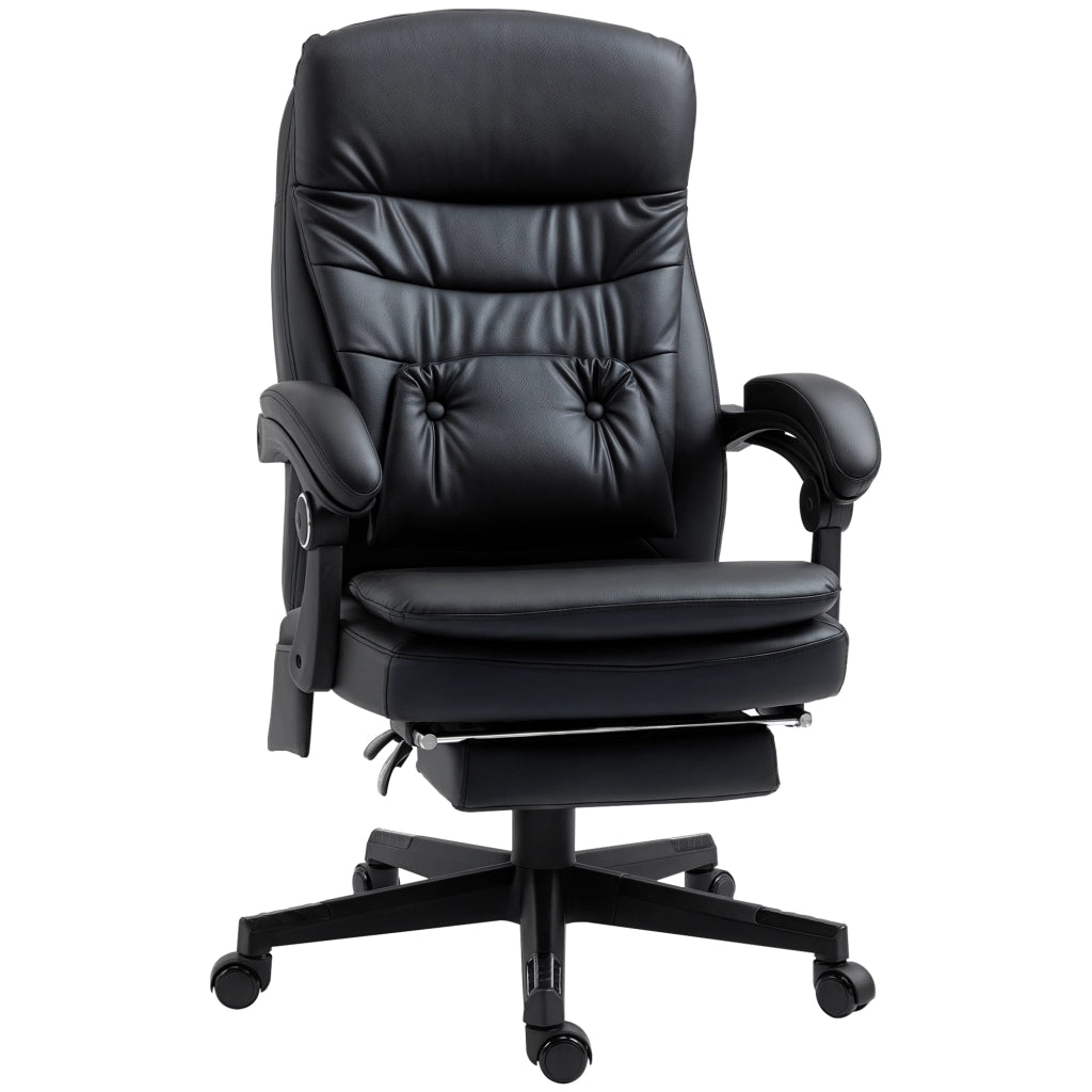 Sedia da Ufficio Massaggiante in Similpelle con Presa USB, 64x69x107-115cm, Nero