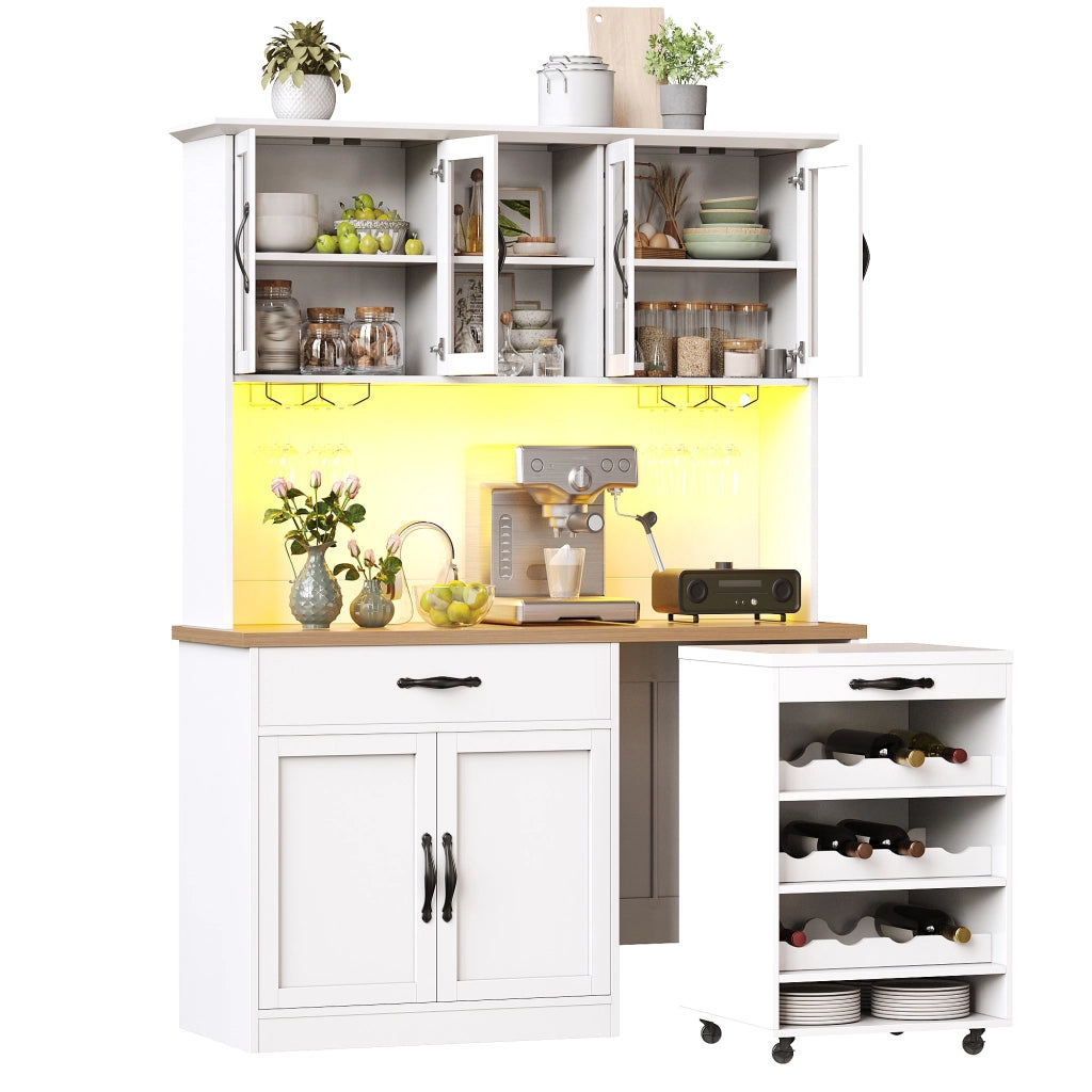 Mobile Cucina con LED e Portabottiglie ¨C MINIMAL ¨C Bianco/Nero/Grigio