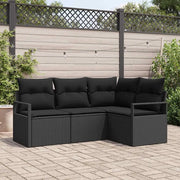Set di divani con cuscino 4 pcs Nero polyrattan 3355032