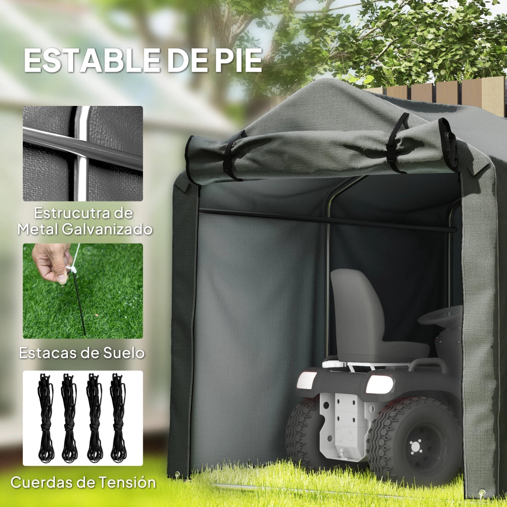 Carpa da Giardino Esterno per Biciclette e Attrezzi ¨C zephmum ¨C Grigio Scuro 2.2x1.57x1.65 m