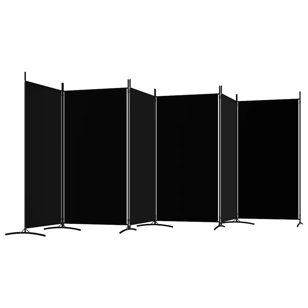 Divisorio Ambienti | Divider per stanze | Paravento a 6 Pannelli Nero 520x180 cm in Tessuto