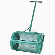 Spreedatore di compost 24 pollici di larghezza per il disseminatore di erba con manubrio regolabile in altezza e maniglie di spinta e trazione per il disseminatore di erba in acciaio per semi di erba, compost e cura del suolo
