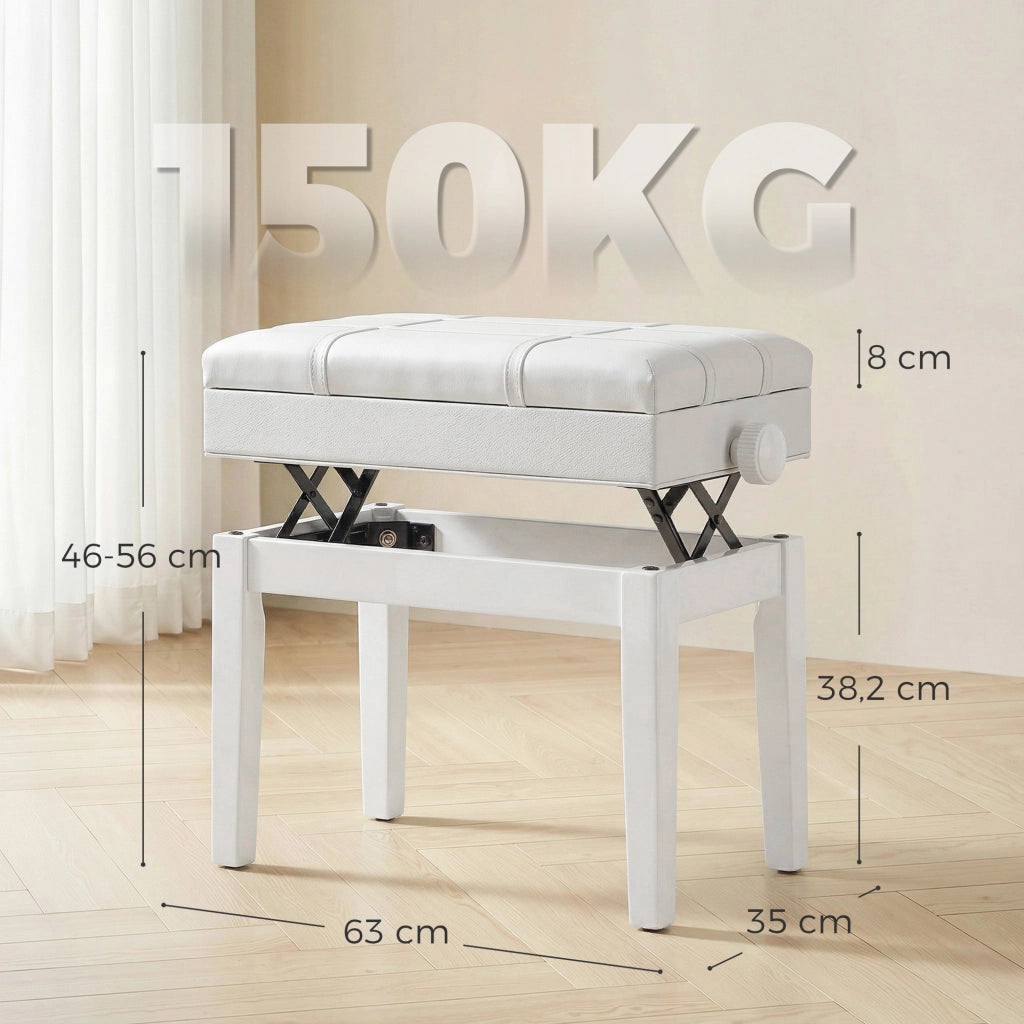 Sgabello da piano con seduta regolabile in legno ¨C Zephmum ¨C Bianco