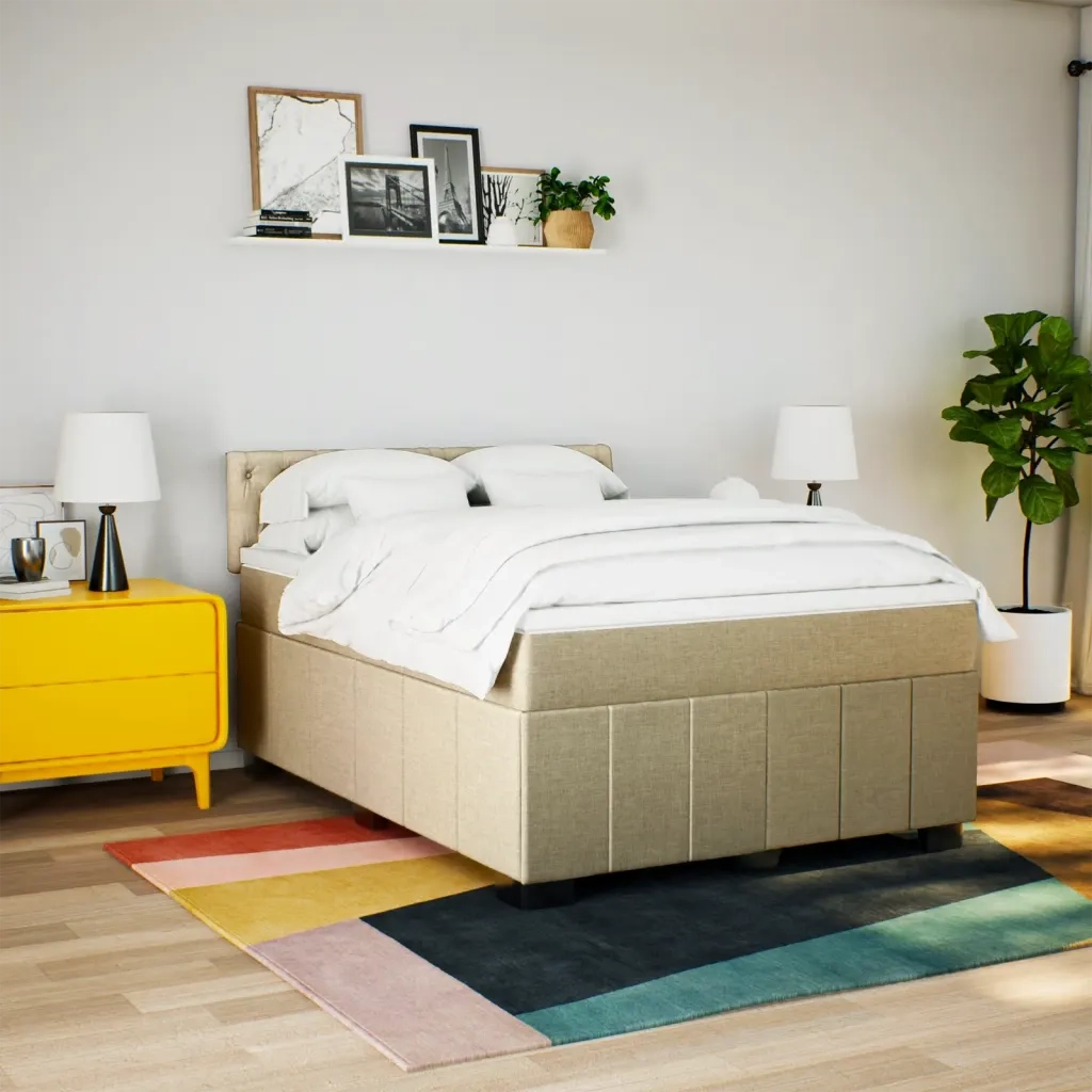Giroletto a Molle con Materasso Crema 140x200 cm in Tessuto