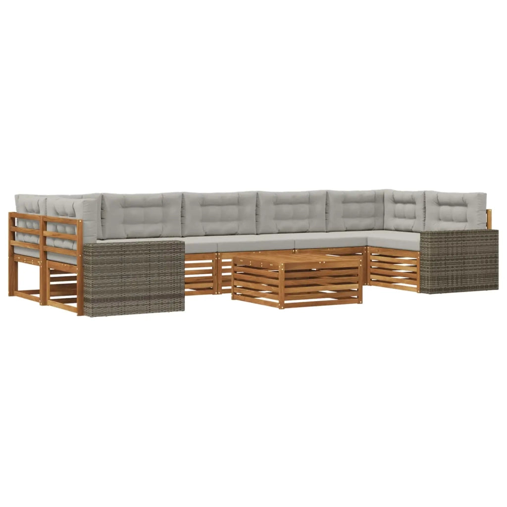 Set di divani da esterno 8 pz Naturale e Grigio Chiaro 3383159
