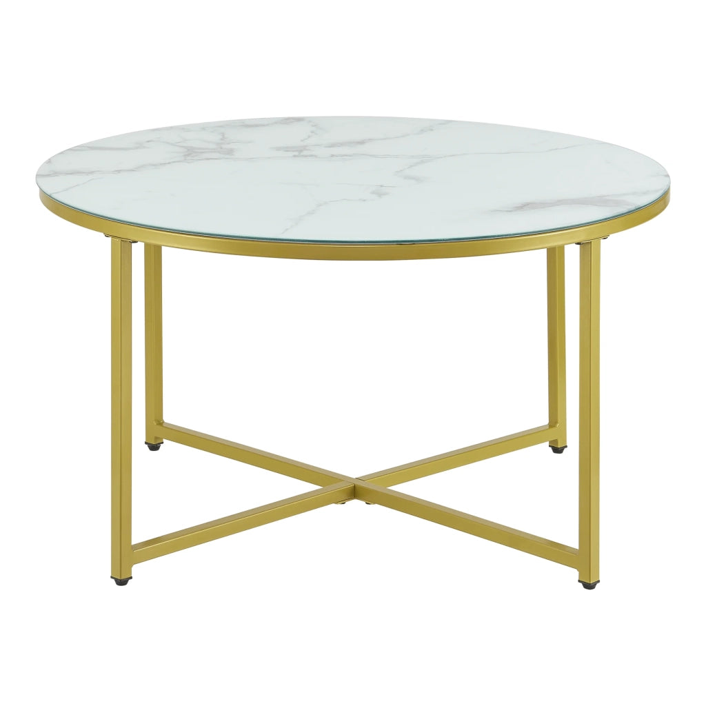 Tavolino rotondo per soggiorno 45 x 80 cm marmo bianco/oro 03_0008496