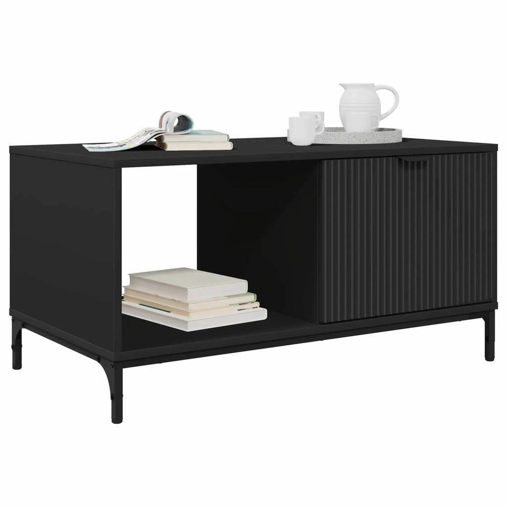 Tavolino da salotto con cassetto Rovere Nero 90 x 49 x 46 cm 883445