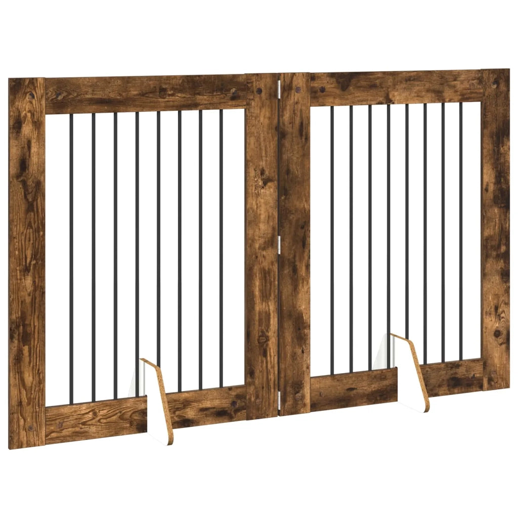 Cancello per cani con supporti 2 pz Rovere Fumo 80 x 100 cm CFW8813867