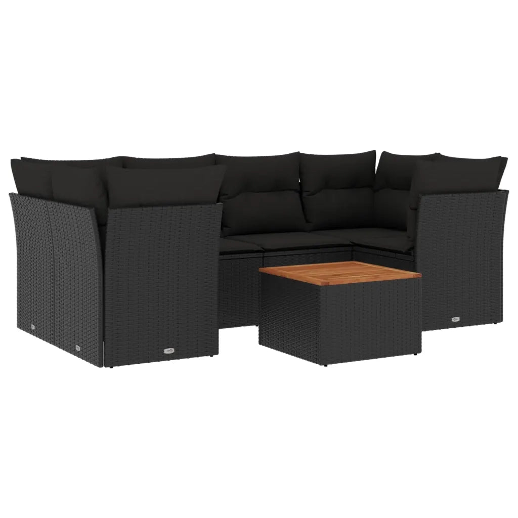 Set Divani da Giardino con Cuscini 7pz Nero Polyrattancod mxl 112433