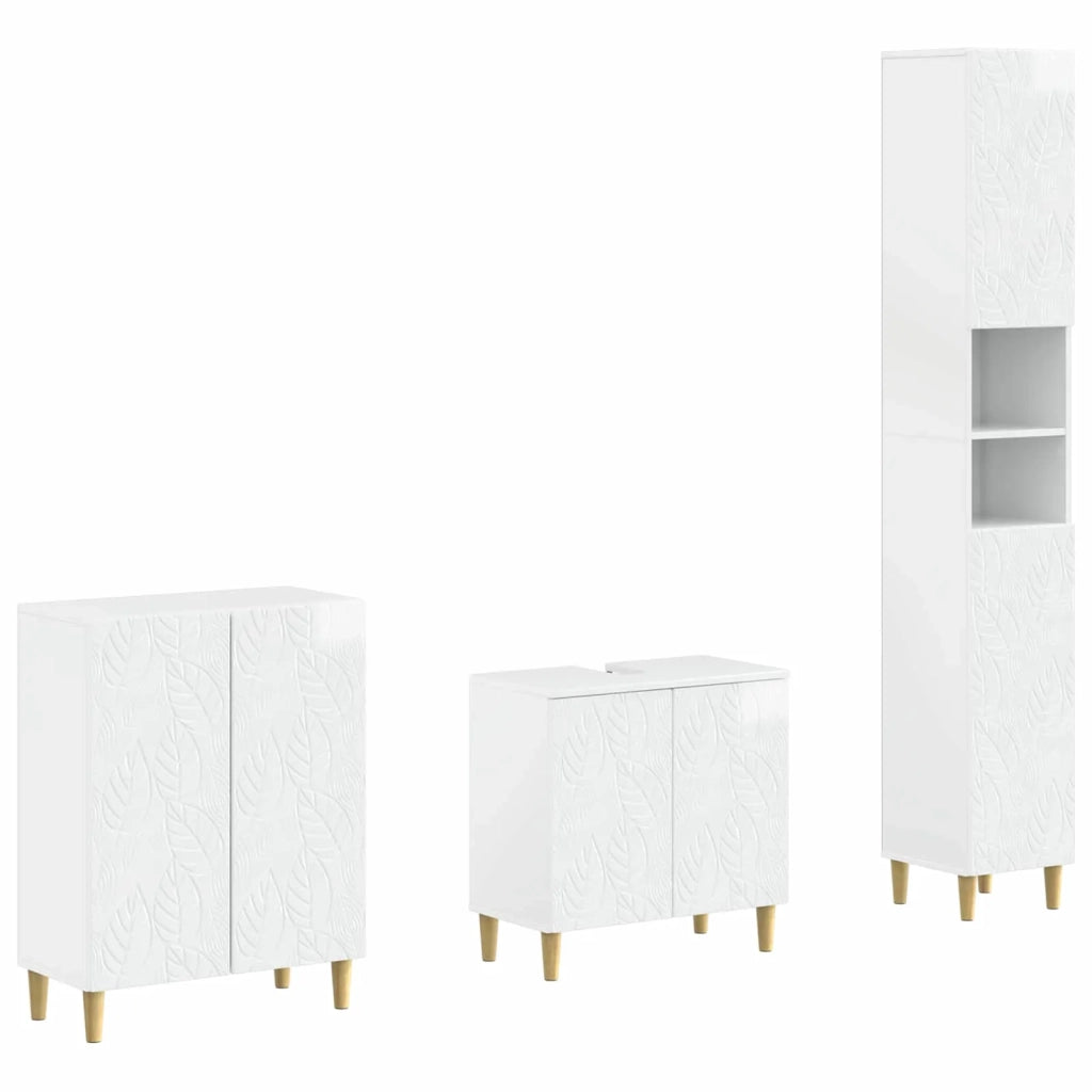 Set di armadietti da bagno in 3 pezzi DELFT Bianco Lucido 3417463