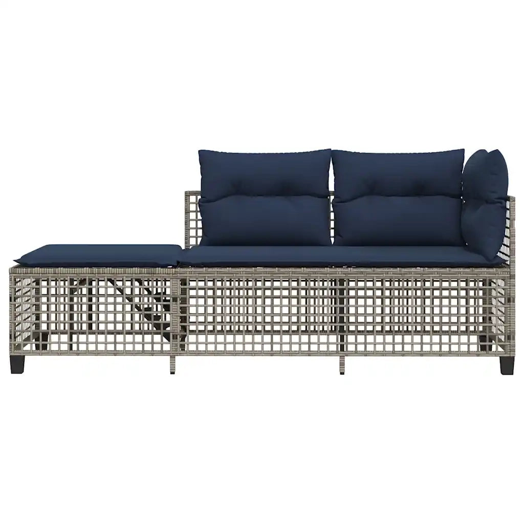 Set da giardino angolare a 3 pz con Cuscini in Polyrattan Grigio 365450