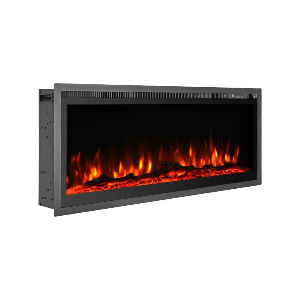 Caminetto Casanova, Camino Elettrico Superficie Riscaldabile 30 m2, 127x14x45h cm Nero