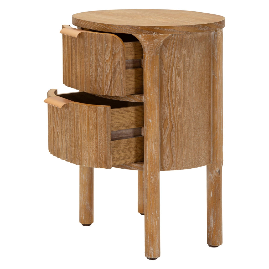 Falile, Comodino 2 Cassetti, 38x35x52h cm Marrone Ciliegio
