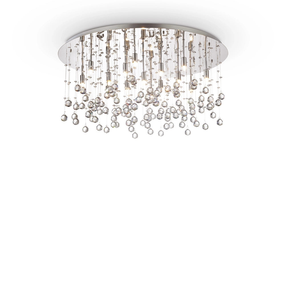 Plafoniera Contemporanea Moonlight Metallo-Cristallo Cromo 15 Luci G9 3W 3000K