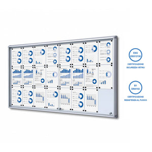 Bacheca con Ante Scorrevoli 181,5X98,2X5,9 cm in Alluminio Fondo Magnetico Silver