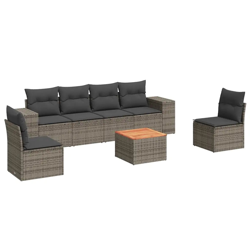 Set Divani da Giardino 7 pz con Cuscini Grigio in Polyrattancod mxl 92187