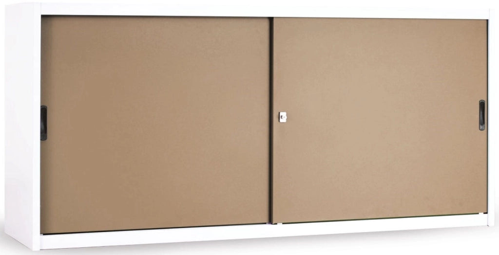 Armadio basso in metallo verniciato da ufficio con ante in legno cm. 120x45x90h