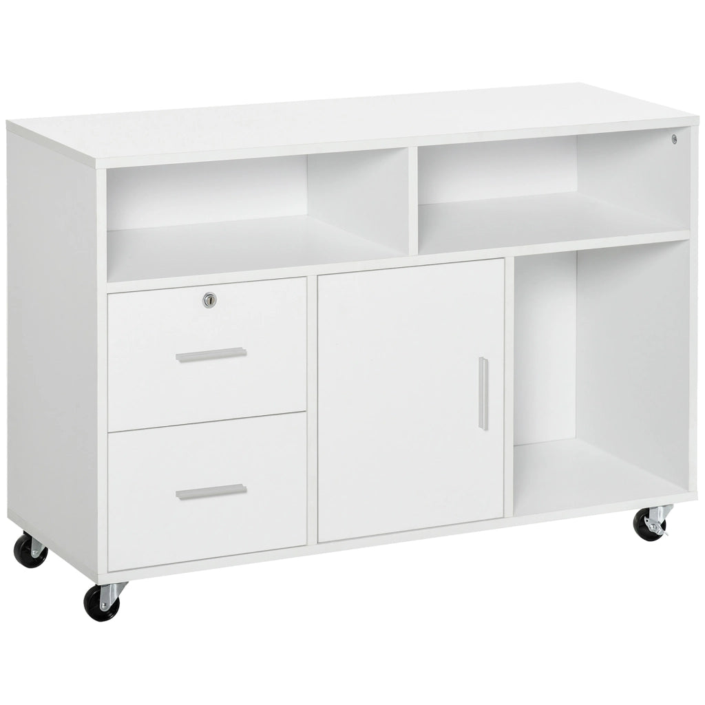 Scrivania con cassetti e ruote ¨C zephmum ¨C bianco 100x35x65 cm